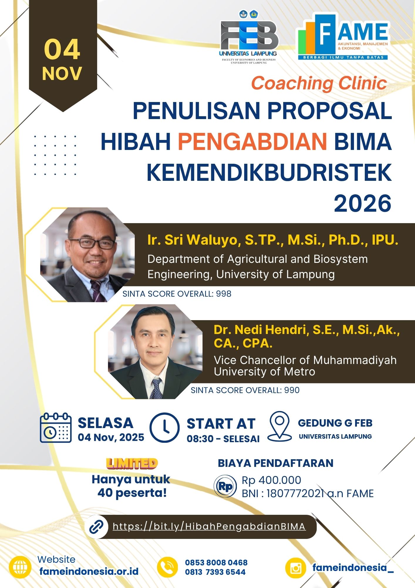 Coaching Clinik "Penulisan Proposal Hibah Pengabdian BIMA KEMENDIKBUDRISTEK 2026"